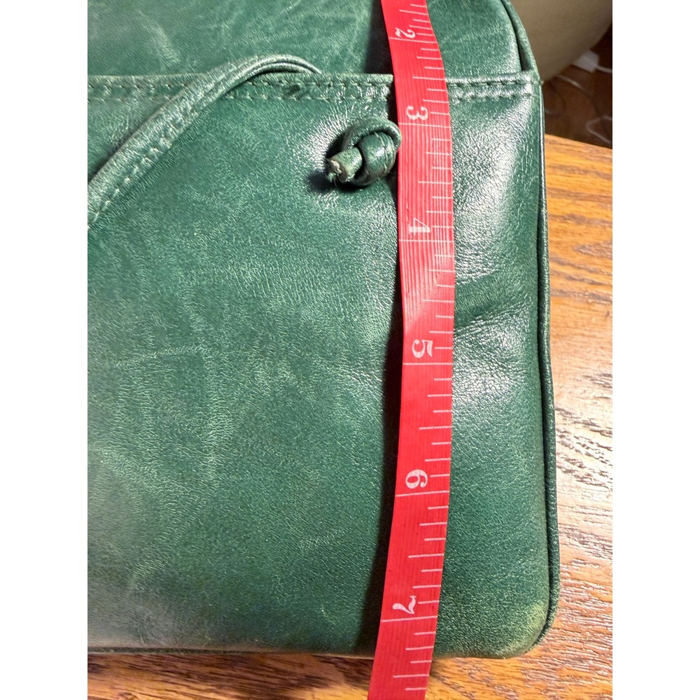 Ganson Vintage Green Leather Crossbody Frame Bag Gold Hardware Kiss Lock Retro - Picture 14 of 15